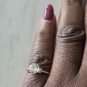 Macy's Women Engagement Ring Size 6 Gold Plated has a small blemish